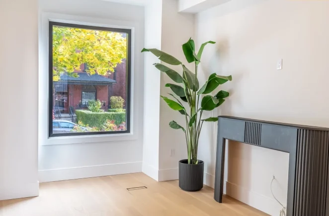 Freshly painted interior room with white walls and trim