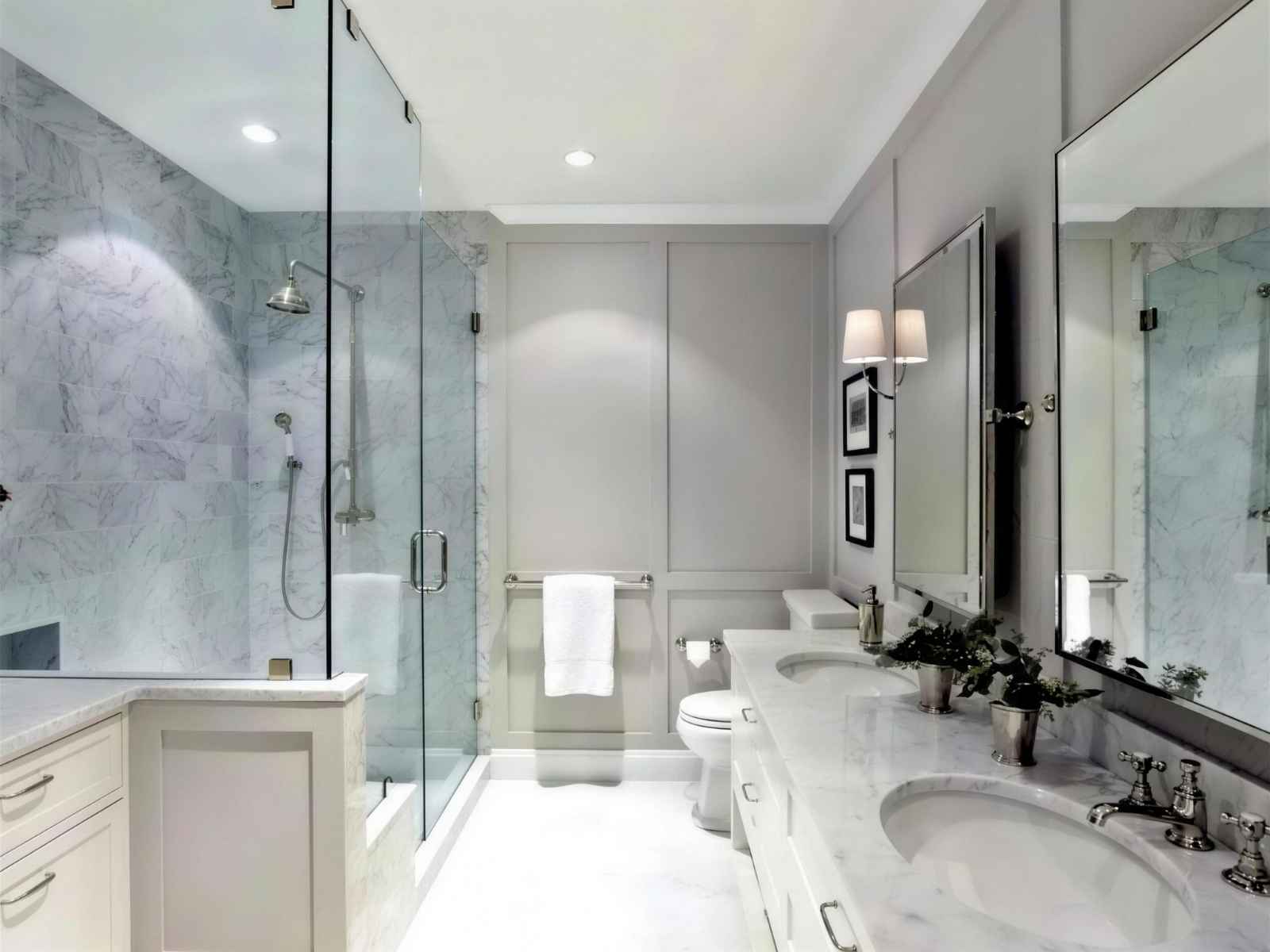 Marble tile bathroom shower and backsplash installation